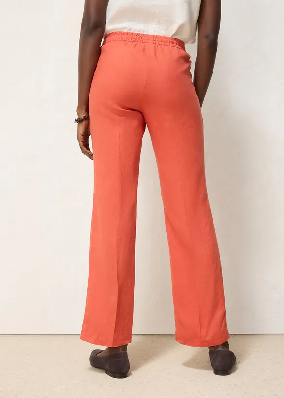 Pantalon taille &eacute;lastiqu&eacute;e 100% lin, bonprix