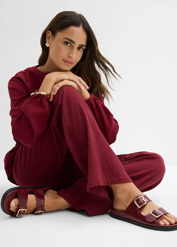 Schlupfhose aus strukturiertem Crinkle, bonprix