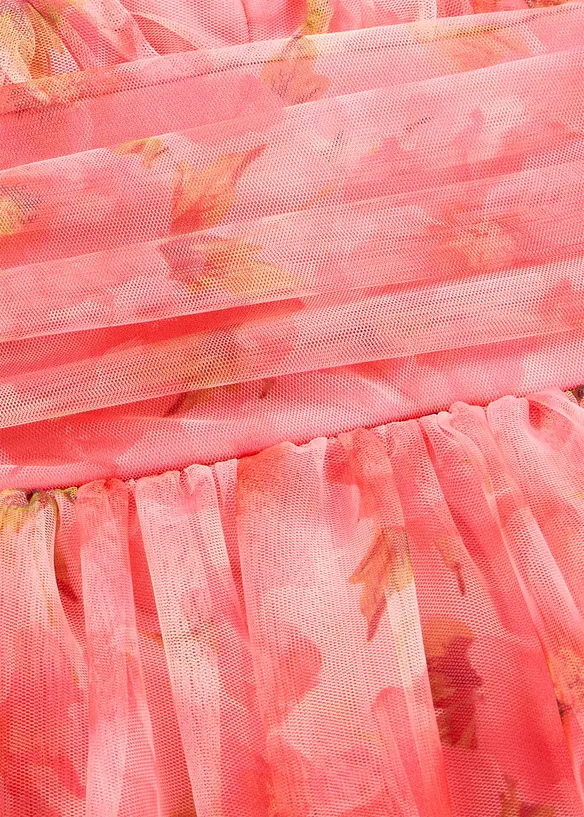 Robe midi en tulle fin &agrave; volants, bonprix