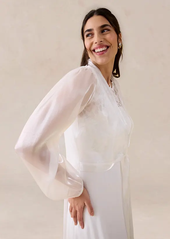 Bolero aus feinem T&uuml;ll mit Binde-Detail, bonprix