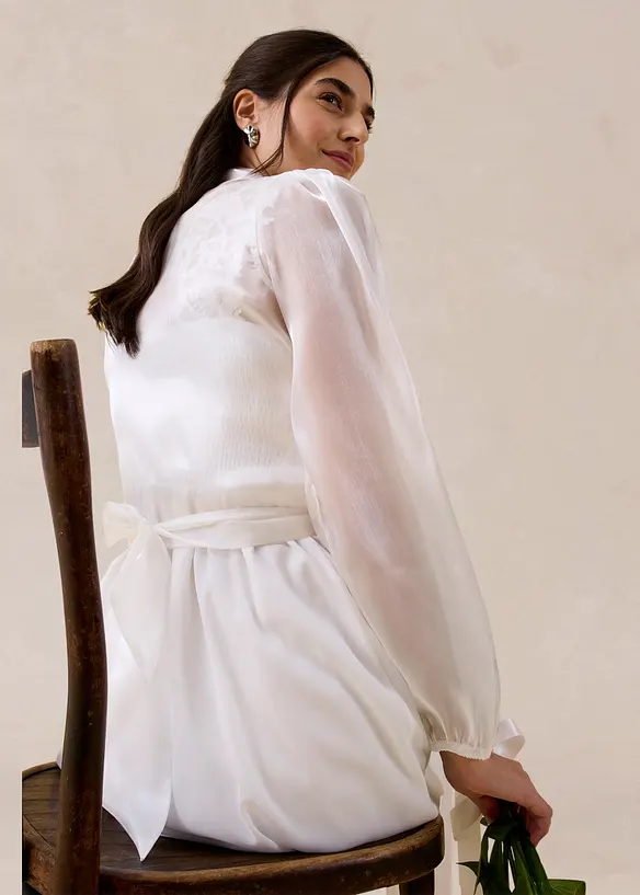 Bolero aus feinem T&uuml;ll mit Binde-Detail, bonprix