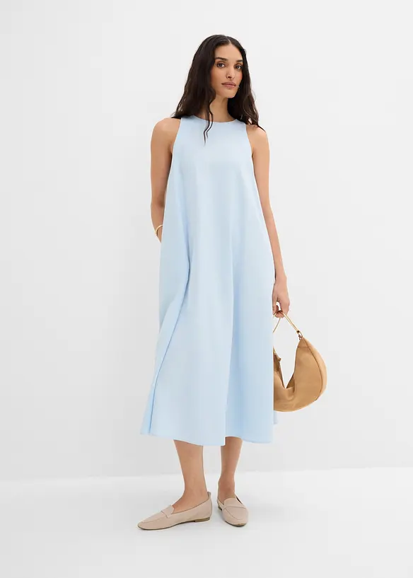 Robe midi fluide et &eacute;vas&eacute;e, bonprix