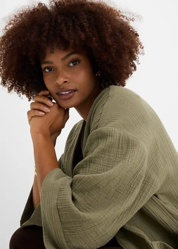 Veste kimono l&eacute;g&egrave;re en gaze de coton, bonprix