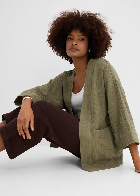 Veste kimono l&eacute;g&egrave;re en gaze de coton, bonprix