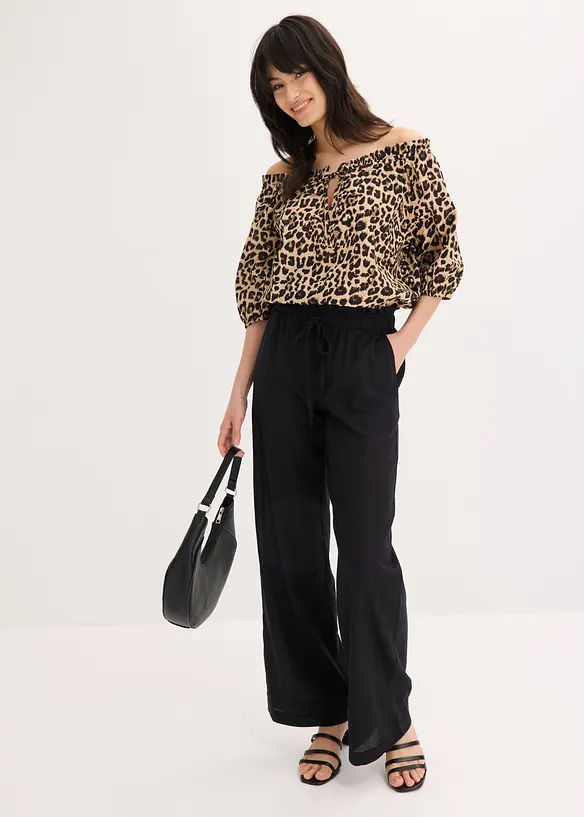Palazzo-Hose aus luftigem Leinen-Mix, bonprix