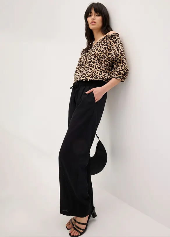 Palazzo-Hose aus luftigem Leinen-Mix, bonprix