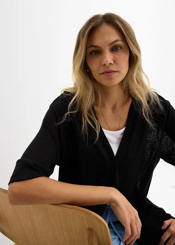 Strickmantel in Leinen-Optik, bonprix