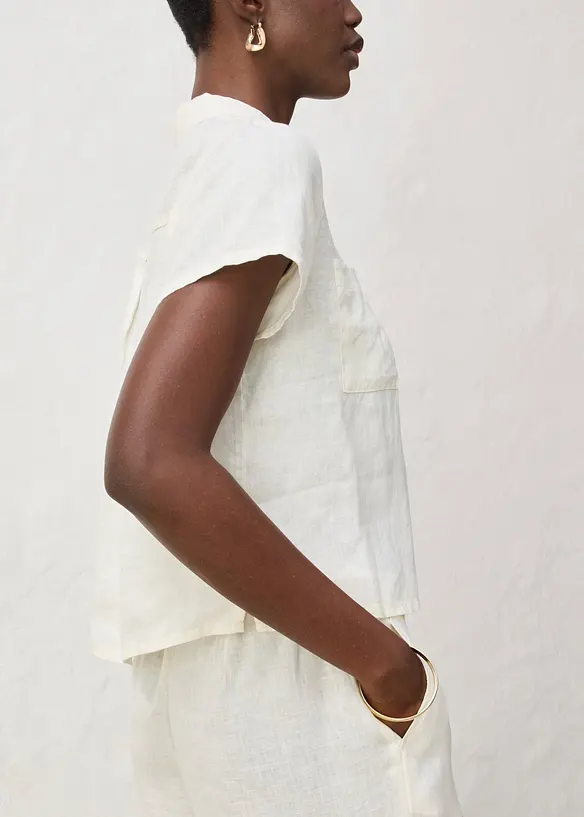 Chemisier manches courtes 100% lin, bonprix