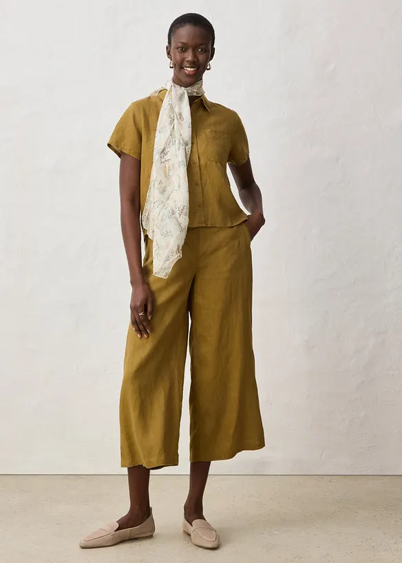 Weite Kurzarmbluse aus reinem Leinen, bonprix