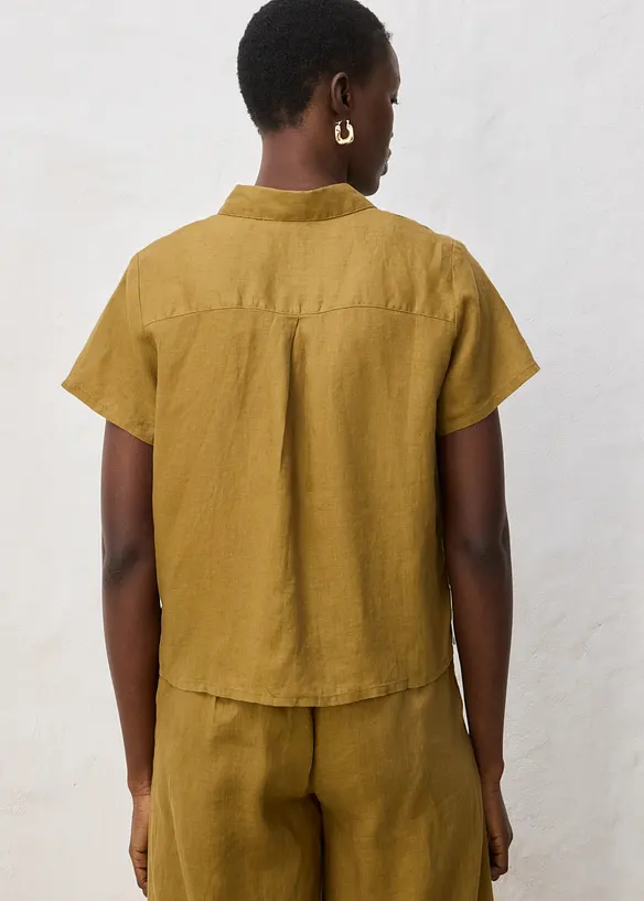 Weite Kurzarmbluse aus reinem Leinen, bonprix