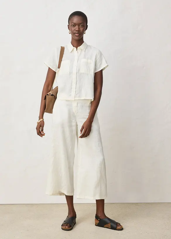 Chemisier manches courtes 100% lin, bonprix