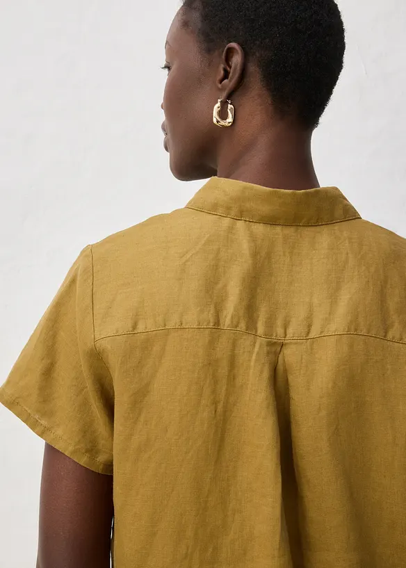 Weite Kurzarmbluse aus reinem Leinen, bonprix
