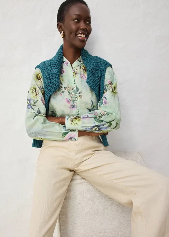 Volantsbluse aus k&uuml;hlender Ramie-Qualit&auml;t, bonprix