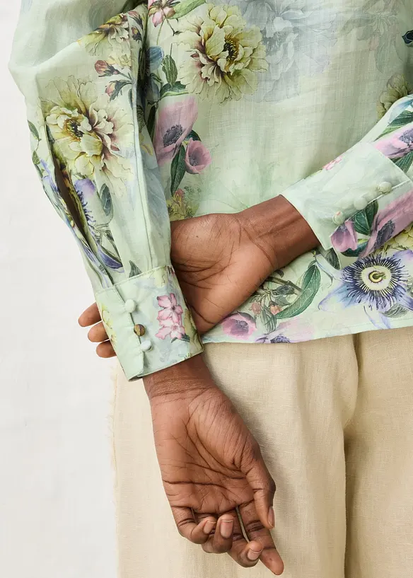 Volantsbluse aus k&uuml;hlender Ramie-Qualit&auml;t, bonprix