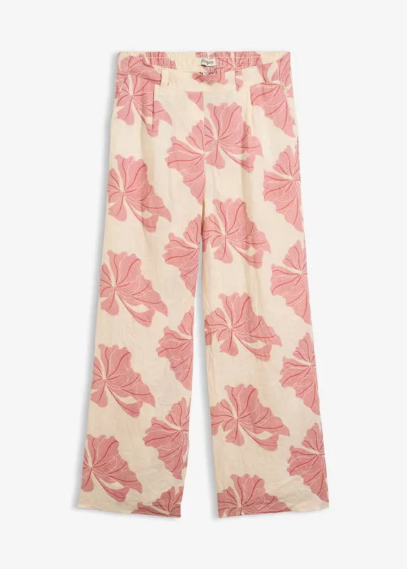 Pantalon large &agrave; pinces 100% lin, bonprix