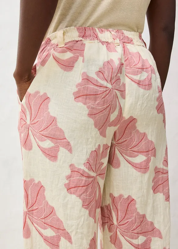 Pantalon large &agrave; pinces 100% lin, bonprix