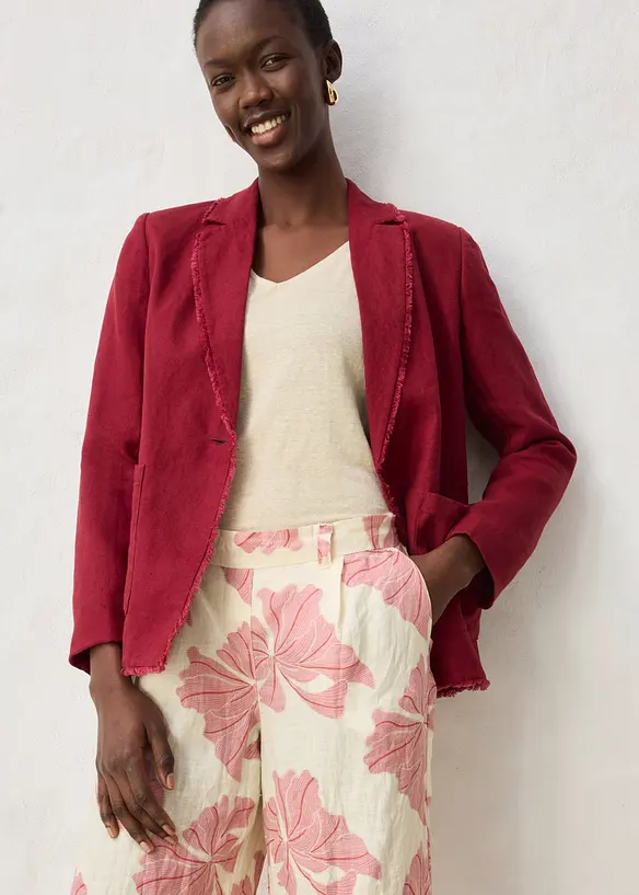 Pantalon large &agrave; pinces 100% lin, bonprix