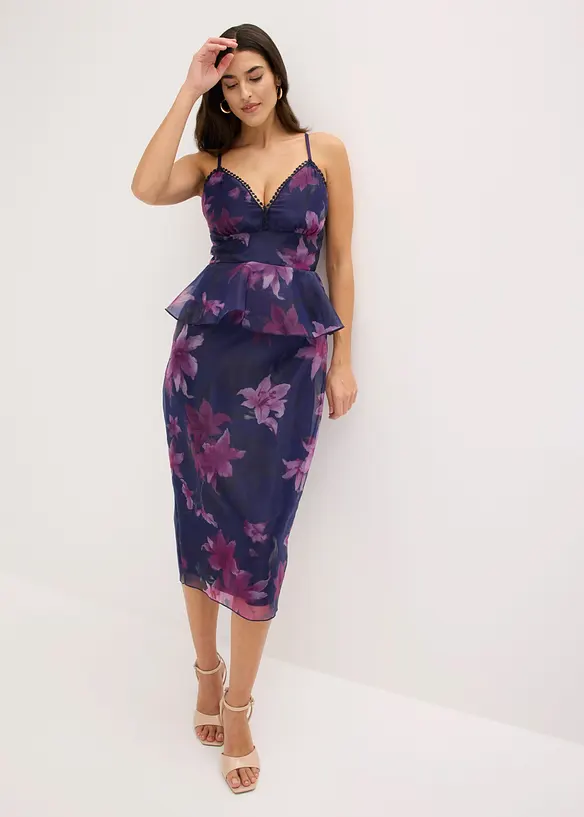 Cocktailkleid aus zartem T&uuml;ll mit H&auml;kel-Besatz, bonprix