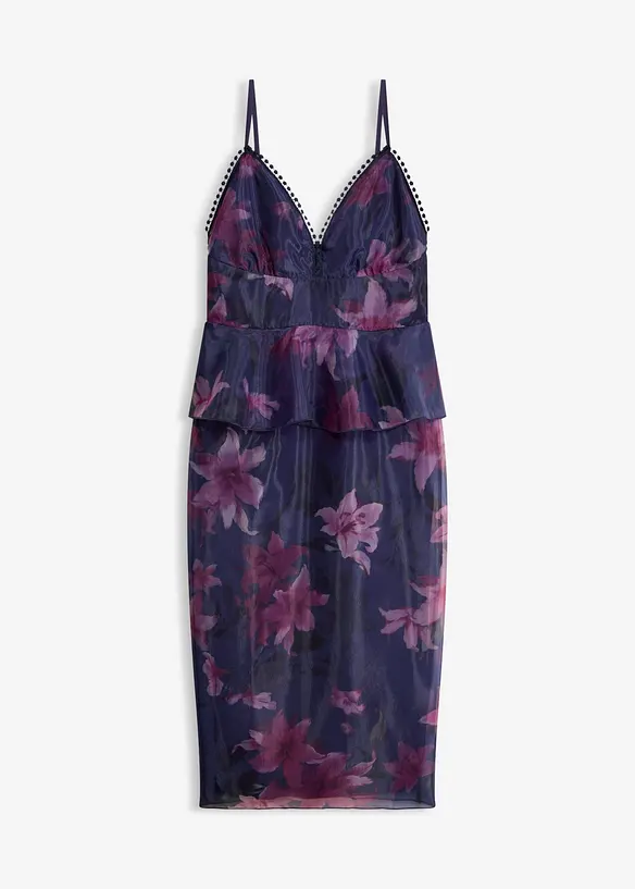 Cocktailkleid aus zartem T&uuml;ll mit H&auml;kel-Besatz, bonprix
