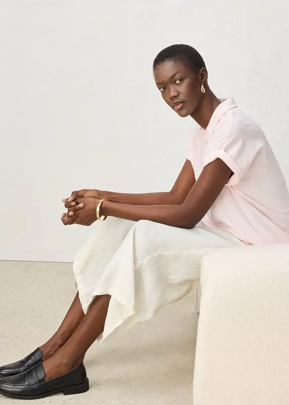 Poloshirt mit Seidenanteil weit geschnitten, bonprix