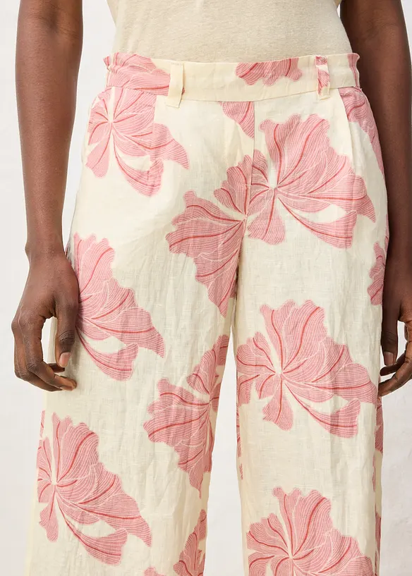 Pantalon large &agrave; pinces 100% lin, bonprix