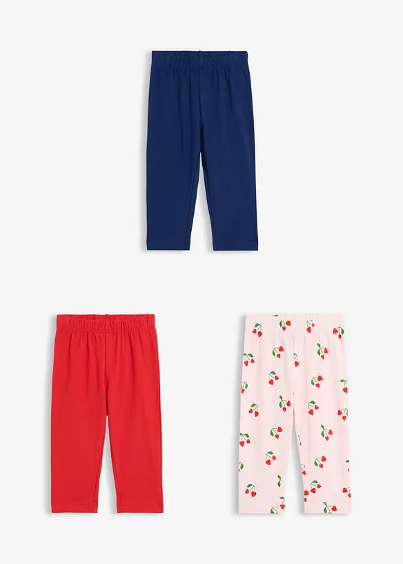 Capri-Leggings aus elastischem Bio-Baumwoll-Mix (3er Pack), bonprix