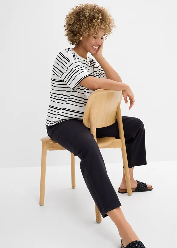 Gestreiftes T-Shirt aus reiner Baumwolle, bonprix