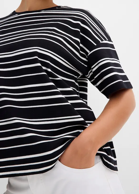 Gestreiftes T-Shirt aus reiner Baumwolle, bonprix