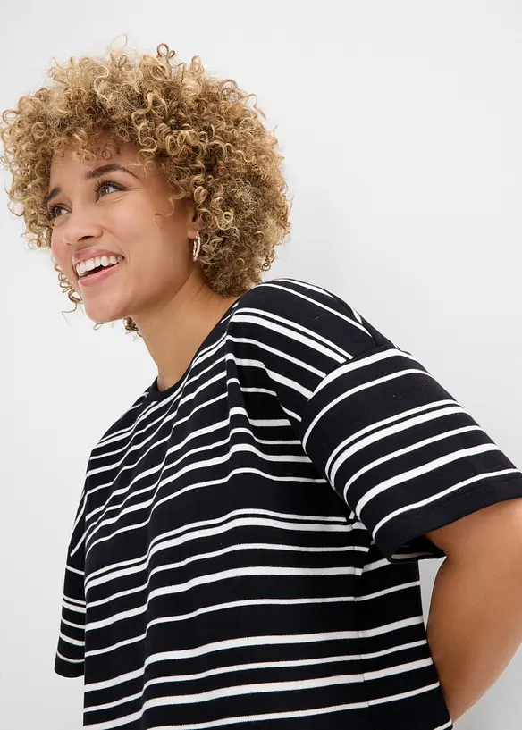 Gestreiftes T-Shirt aus reiner Baumwolle, bonprix