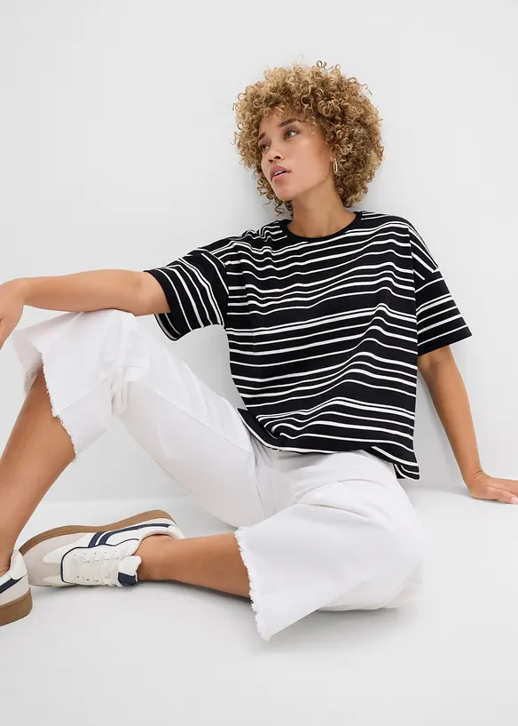 Gestreiftes T-Shirt aus reiner Baumwolle, bonprix