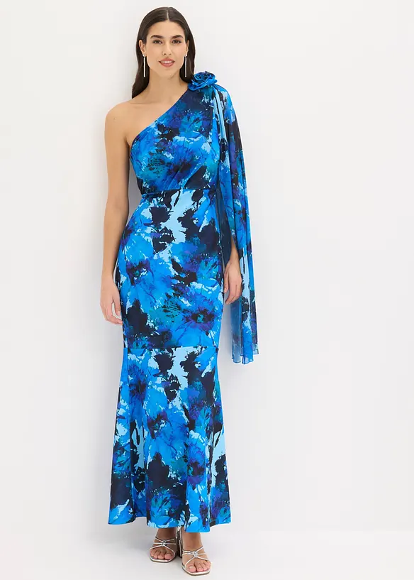 Robe de soir&eacute;e une &eacute;paule avec application de fleur, bonprix