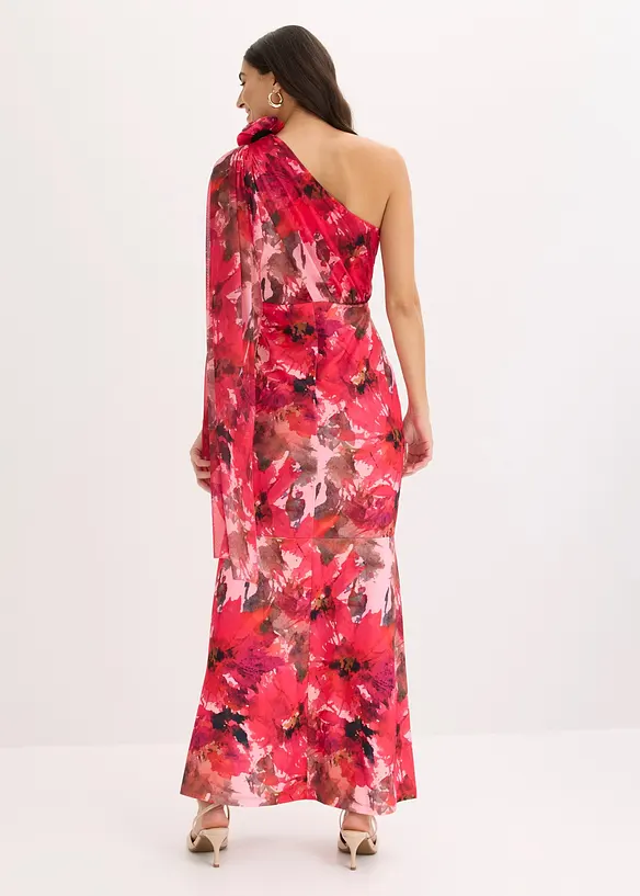 Abendkleid mit One-Shoulder und Blumen-Applikation, bonprix