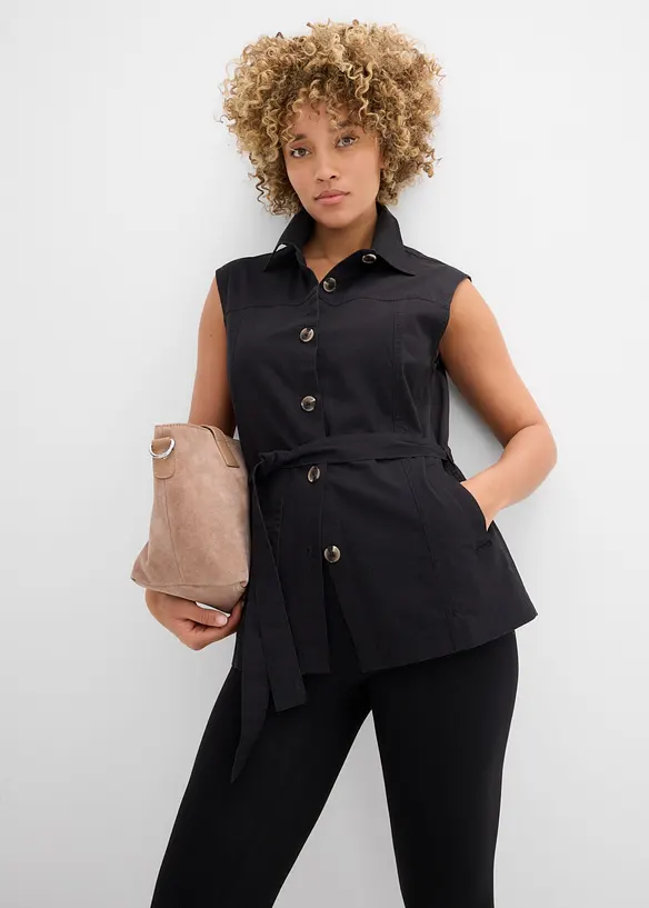 Weste mit G&uuml;rtel, aus Baumwolle, bonprix