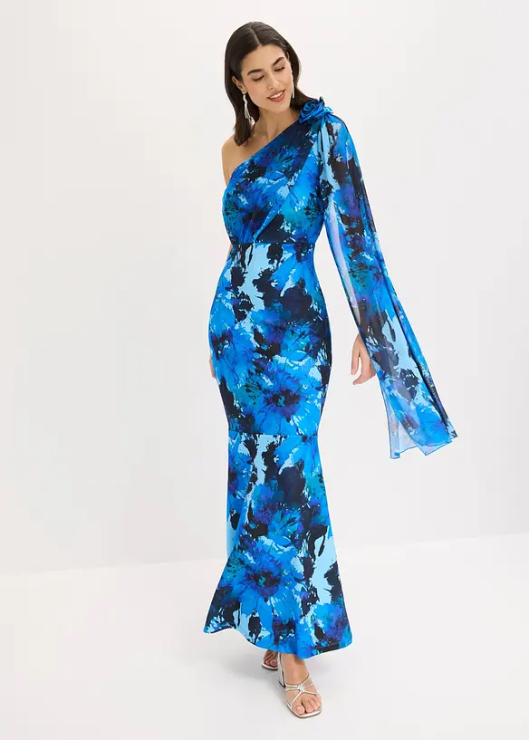 Robe de soir&eacute;e une &eacute;paule avec application de fleur, bonprix