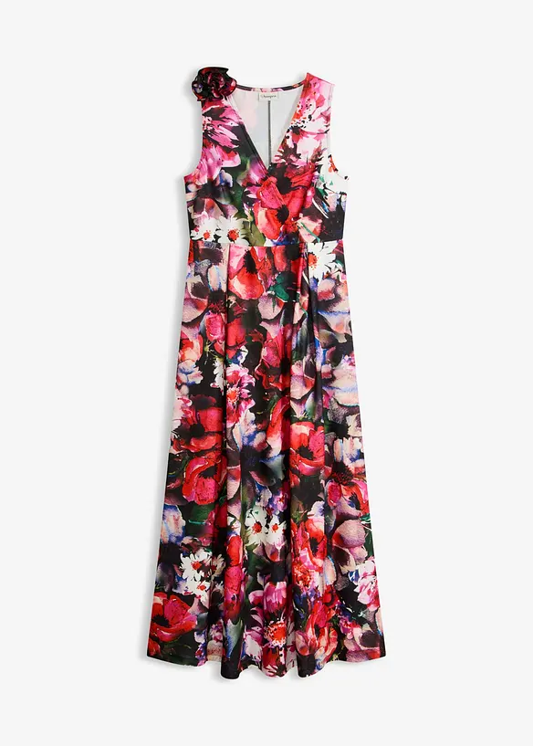 Abendkleid aus strukturiertem Crepe mit Blumen-Applikation, bonprix