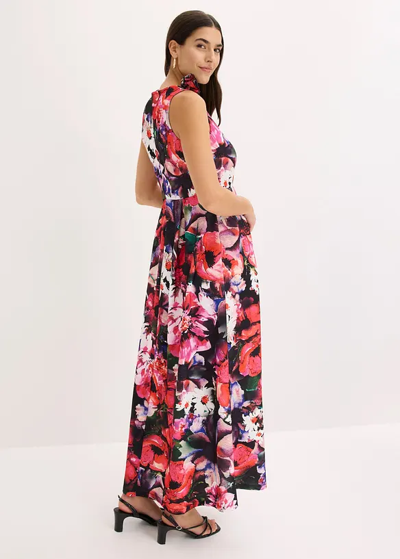 Abendkleid aus strukturiertem Crepe mit Blumen-Applikation, bonprix