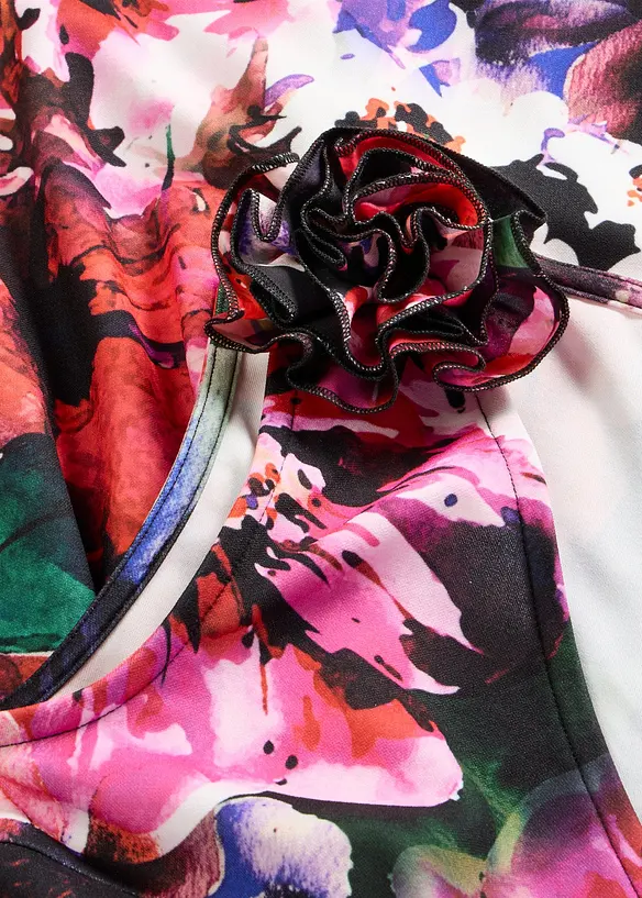 Abendkleid aus strukturiertem Crepe mit Blumen-Applikation, bonprix