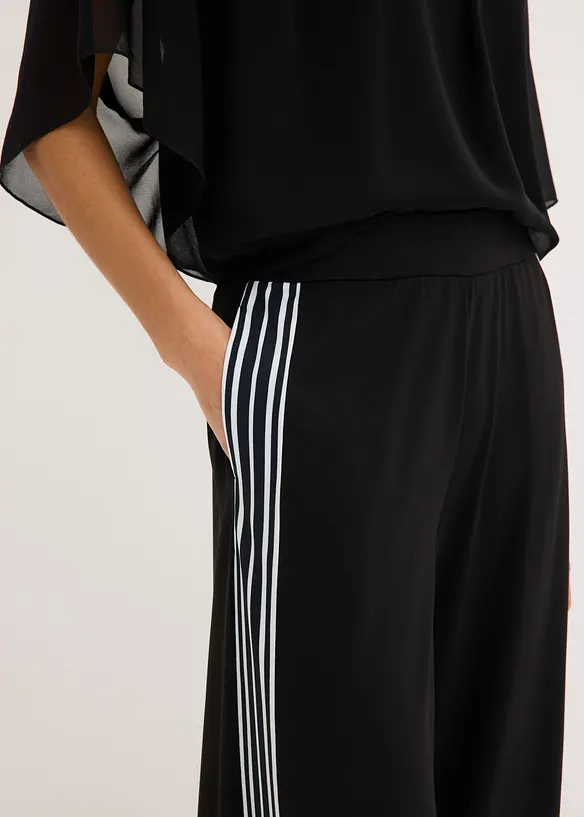 Pantalon en jersey avec bandes c&ocirc;t&eacute;s, bonprix