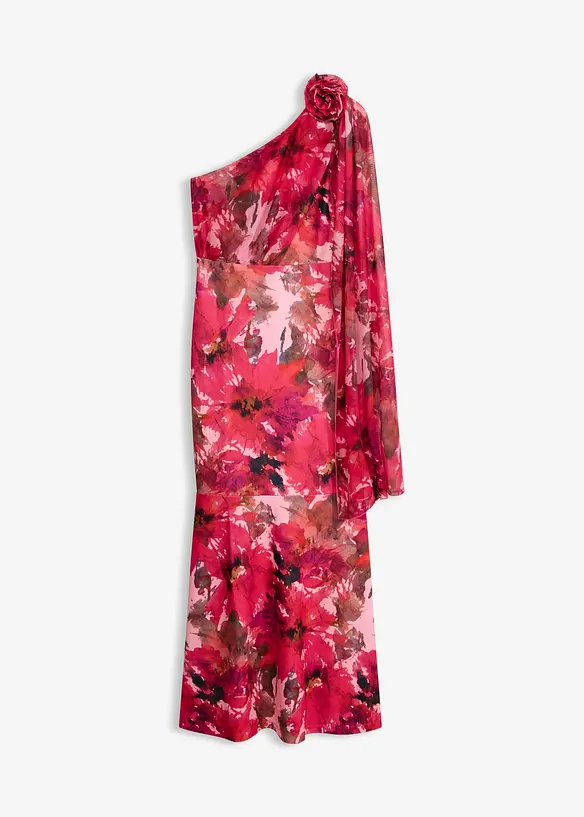Abendkleid mit One-Shoulder und Blumen-Applikation, bonprix