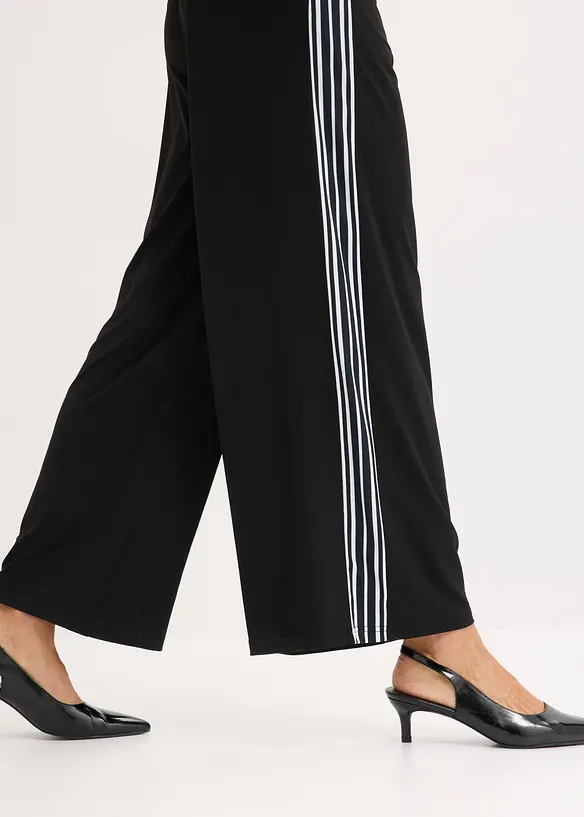 Pantalon en jersey avec bandes c&ocirc;t&eacute;s, bonprix