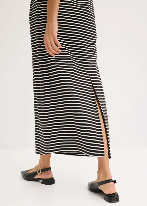 Gestreiftes Jerseykleid mit Weitenregulierung in der Taille, bonprix