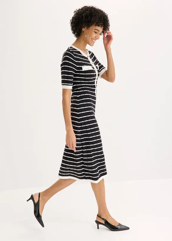 Viskose Strickkleid mit Kn&ouml;pfen, bonprix