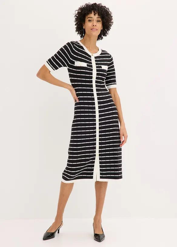 Viskose Strickkleid mit Kn&ouml;pfen, bonprix