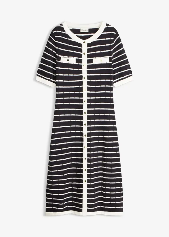 Viskose Strickkleid mit Kn&ouml;pfen, bonprix