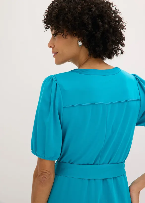 Midikleid aus Viskose-Pikee mit Bindeg&uuml;rtel (2-tlg.Set), bonprix