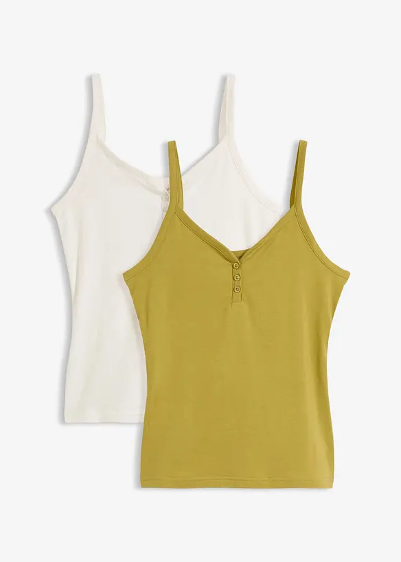 Lot de 2 tops bretelles spaghetti en jersey coton, bonprix