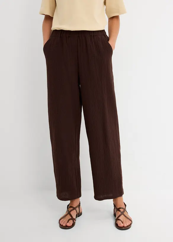 Pantalon barrel en gaze 100% coton, bonprix
