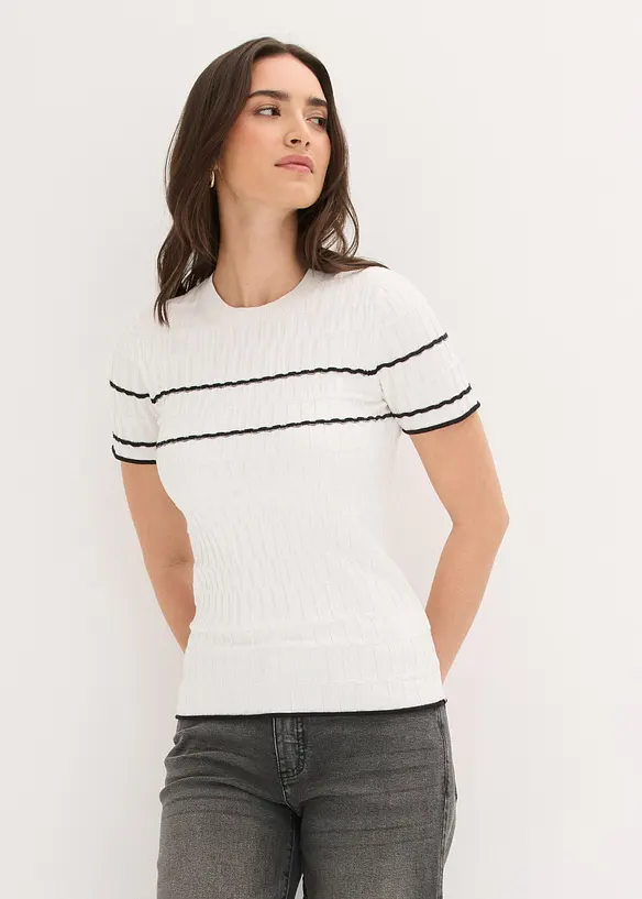 Kurzarm-Pullover aus Baumwoll-Mix, bonprix