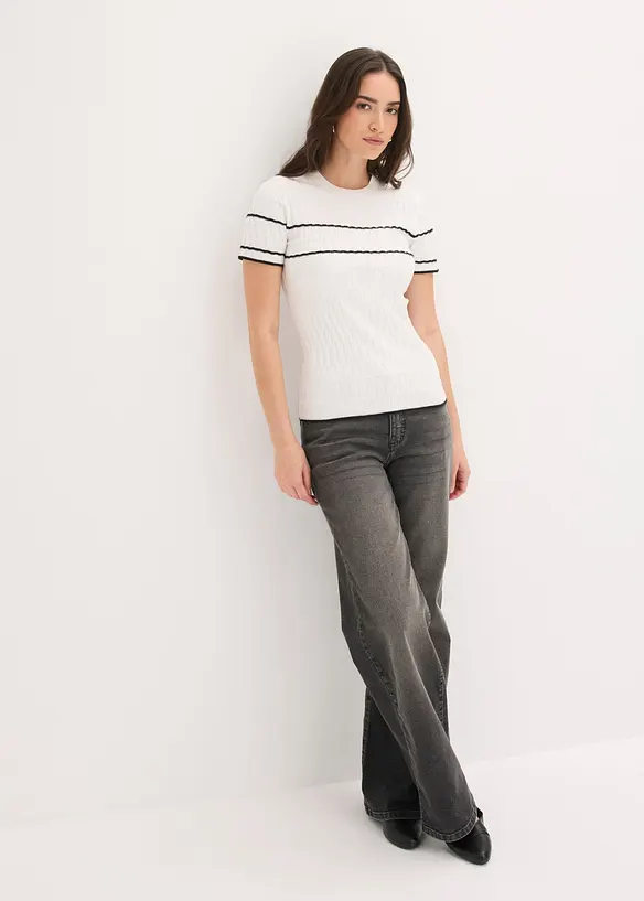 Kurzarm-Pullover aus Baumwoll-Mix, bonprix