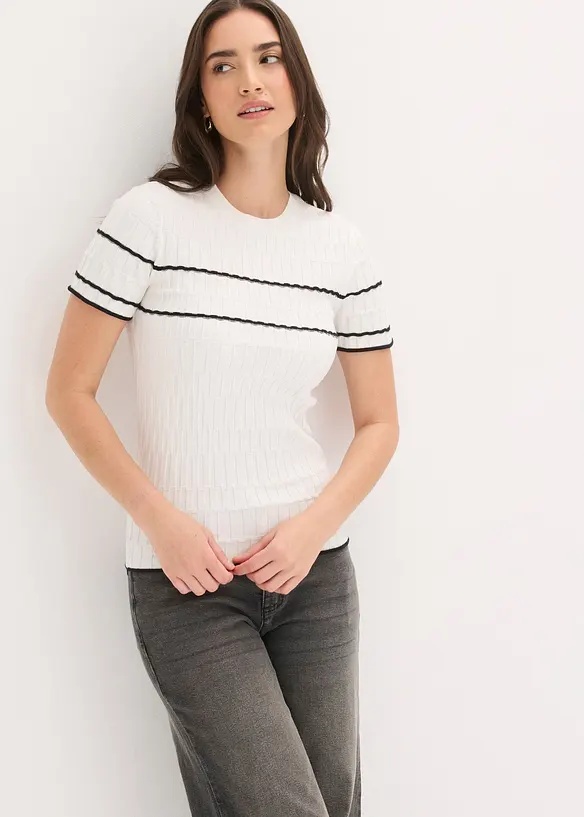 Kurzarm-Pullover aus Baumwoll-Mix, bonprix